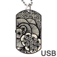 Background Abstract Beige Black Dog Tag Usb Flash (one Side) by Celenk