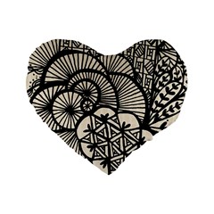 Background Abstract Beige Black Standard 16  Premium Flano Heart Shape Cushions by Celenk