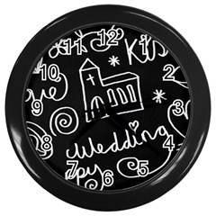 Wedding Chalkboard Icons Set Wall Clocks (black) by Celenk