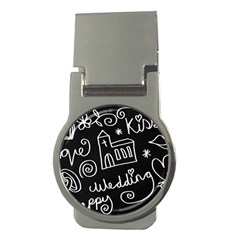 Wedding Chalkboard Icons Set Money Clips (Round) 