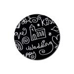 Wedding Chalkboard Icons Set Rubber Coaster (Round)  Front