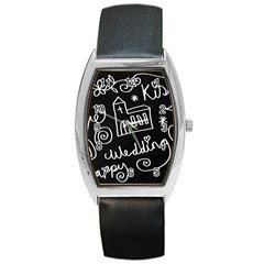 Wedding Chalkboard Icons Set Barrel Style Metal Watch