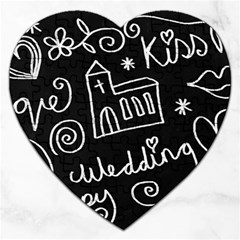 Wedding Chalkboard Icons Set Jigsaw Puzzle (heart) by Celenk