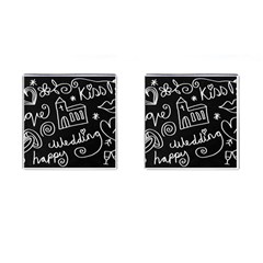 Wedding Chalkboard Icons Set Cufflinks (Square)