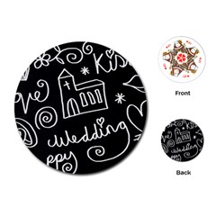 Wedding Chalkboard Icons Set Playing Cards (Round) 