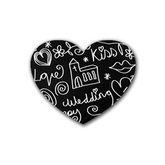 Wedding Chalkboard Icons Set Rubber Coaster (Heart) 