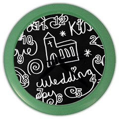 Wedding Chalkboard Icons Set Color Wall Clocks