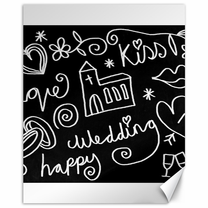 Wedding Chalkboard Icons Set Canvas 11  x 14  