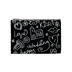 Wedding Chalkboard Icons Set Cosmetic Bag (Medium) 