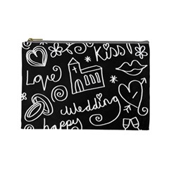 Wedding Chalkboard Icons Set Cosmetic Bag (Large) 