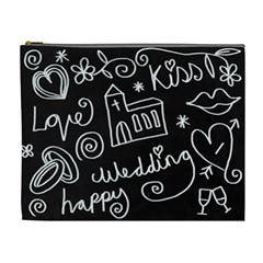 Wedding Chalkboard Icons Set Cosmetic Bag (XL)