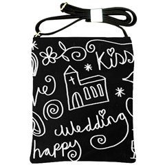 Wedding Chalkboard Icons Set Shoulder Sling Bags