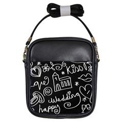 Wedding Chalkboard Icons Set Girls Sling Bags