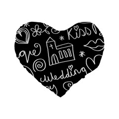 Wedding Chalkboard Icons Set Standard 16  Premium Heart Shape Cushions