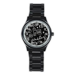 Wedding Chalkboard Icons Set Stainless Steel Round Watch