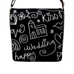 Wedding Chalkboard Icons Set Flap Messenger Bag (L) 