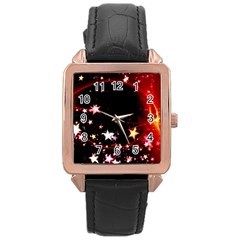 Circle Lines Wave Star Abstract Rose Gold Leather Watch  by Celenk