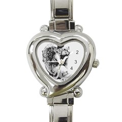 Stippling Drawing Dots Stipple Heart Italian Charm Watch by Celenk