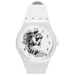 Stippling Drawing Dots Stipple Round Plastic Sport Watch (M) Front