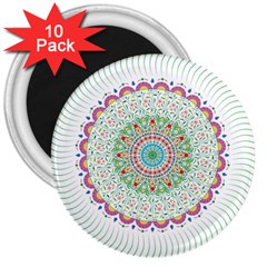 Flower Abstract Floral 3  Magnets (10 Pack)  by Celenk