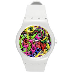 Seamless Texture Pattern Tile Round Plastic Sport Watch (m) by Celenk