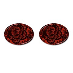 Background Abstract Red Black Cufflinks (oval) by Celenk