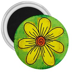 Flower Cartoon Painting Painted 3  Magnets by Celenk