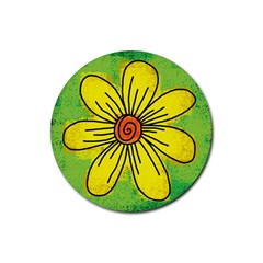 Flower Cartoon Painting Painted Rubber Coaster (round)  by Celenk