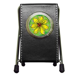 Flower Cartoon Painting Painted Pen Holder Desk Clocks by Celenk