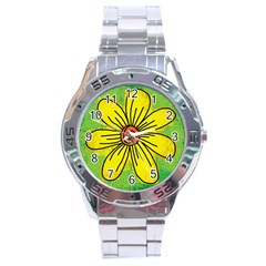 Flower Cartoon Painting Painted Stainless Steel Analogue Watch by Celenk