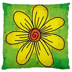 Flower Cartoon Painting Painted Large Cushion Case (two Sides) by Celenk