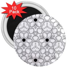 Pattern Zentangle Handdrawn Design 3  Magnets (10 Pack)  by Celenk