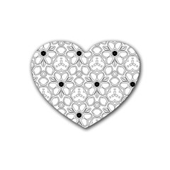 Pattern Zentangle Handdrawn Design Rubber Coaster (heart)  by Celenk