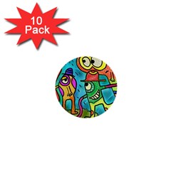 Painting Painted Ink Cartoon 1  Mini Buttons (10 Pack)  by Celenk