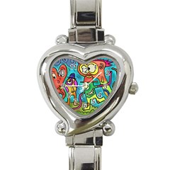 Painting Painted Ink Cartoon Heart Italian Charm Watch by Celenk