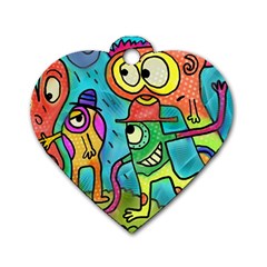 Painting Painted Ink Cartoon Dog Tag Heart (one Side) by Celenk