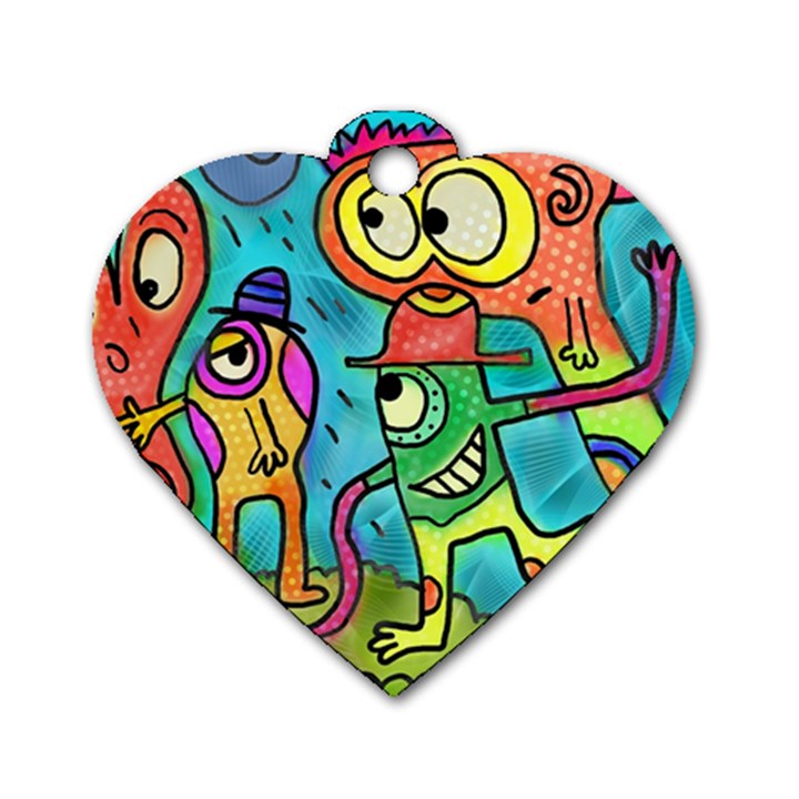 Painting Painted Ink Cartoon Dog Tag Heart (One Side)