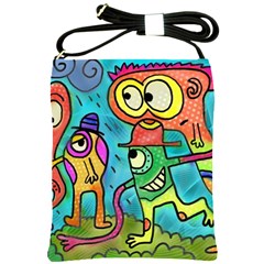 Painting Painted Ink Cartoon Shoulder Sling Bags by Celenk