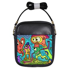 Painting Painted Ink Cartoon Girls Sling Bags by Celenk