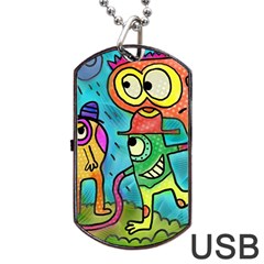 Painting Painted Ink Cartoon Dog Tag Usb Flash (one Side) by Celenk