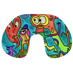 Painting Painted Ink Cartoon Travel Neck Pillows by Celenk