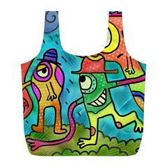 Painting Painted Ink Cartoon Full Print Recycle Bags (l)  by Celenk