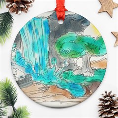 Doodle Sketch Drawing Landscape Ornament (round) by Celenk