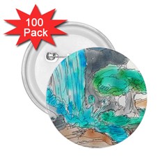 Doodle Sketch Drawing Landscape 2 25  Buttons (100 Pack)  by Celenk