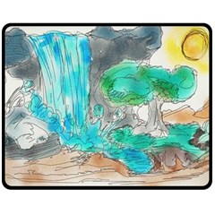 Doodle Sketch Drawing Landscape Fleece Blanket (medium)  by Celenk