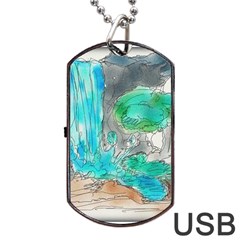 Doodle Sketch Drawing Landscape Dog Tag Usb Flash (one Side) by Celenk