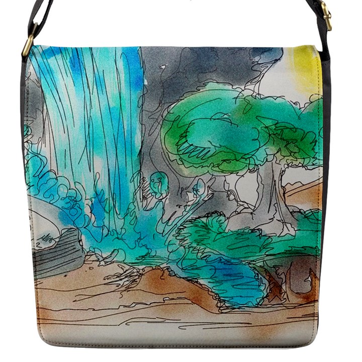 Doodle Sketch Drawing Landscape Flap Messenger Bag (S)