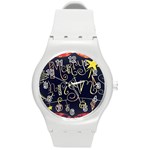 Chalk Chalkboard Board Frame Round Plastic Sport Watch (M) Front