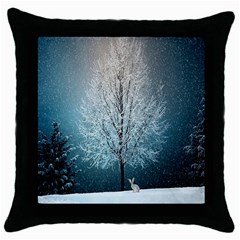 Winter Wintry Snow Snow Landscape Throw Pillow Case (black) by Celenk