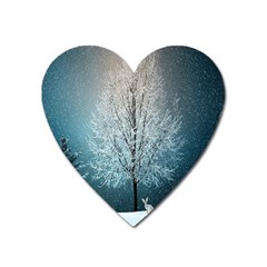 Winter Wintry Snow Snow Landscape Heart Magnet by Celenk